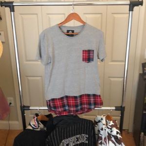 Flannel print scope style short sleeve